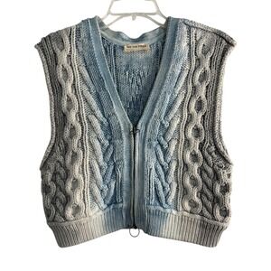 We The Free Blue and Gray Cable Knit Vest